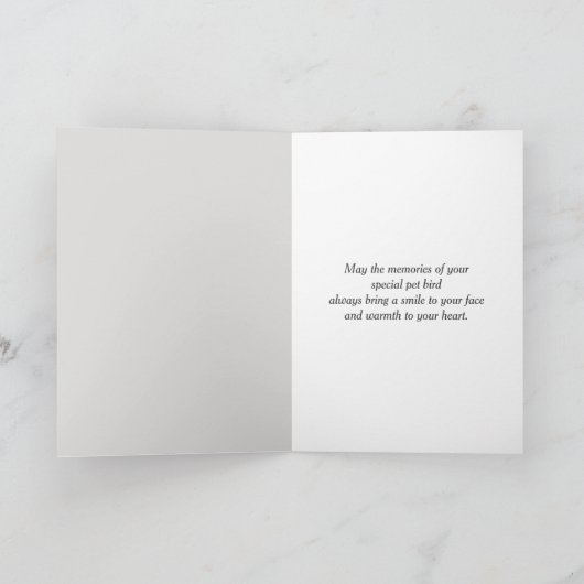 悔やみや弔慰ペットのアフリカの灰色のオウムの損失 カード (内部)