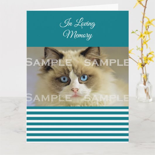 悔やみや弔慰ペットの死に青い白い写真  |個人用設定 カード (黄色い花)