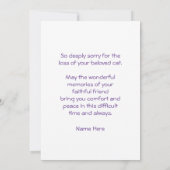 悔やみや弔慰ペット猫ロスカード水彩付 カード (裏面)