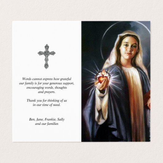 悔やみや弔慰ホリーカードメアリ | 保持する神聖なハート 名刺 (外部フラット)