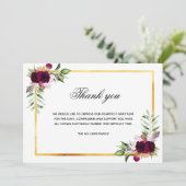 悔やみや弔慰ホワイトフローラブルゴーニュ感謝していユー写真 サンキューカード (スタンド正面)