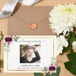 悔やみや弔慰ホワイトフローラブルゴーニュ感謝していユー写真 サンキューカード