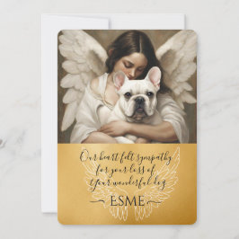 悔やみや弔慰ホワイトブルドッグフランスのエンジェルアート