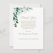 悔やみや弔慰ホワイトマグノリアフローラ写真葬儀 サンキューカード (裏面)