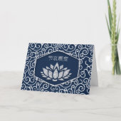 悔やみや弔慰マンダリン中国の《植物》スイレンブルーアンドホワイト カード (正面)
