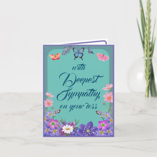 悔やみや弔慰メッセージフローラ蝶カード損失用 サンキューカード (正面)