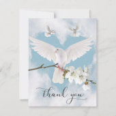 悔やみや弔慰メモリの白い鳩天国のメモリ写真 サンキューカード (正面)