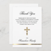 悔やみや弔慰メモリアルクロス金ゴールド写真ありがとう サンキューカード (正面/裏面)