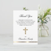 悔やみや弔慰メモリアルクロス金ゴールド写真ありがとう サンキューカード (スタンド正面)