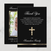 悔やみや弔慰メモリアルクロス金ゴールド写真ありがとう サンキューカード (正面/裏面)