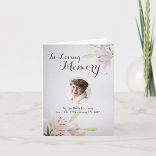 悔やみや弔慰メモリアルサンキューノートカード(写真あり) サンキューカード (正面)