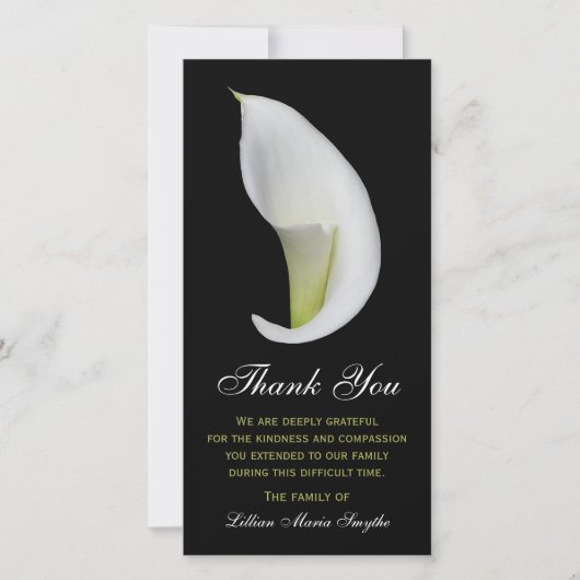 悔やみや弔慰メモリアルサンキューフォトカード – Lily サンキューカード (正面)