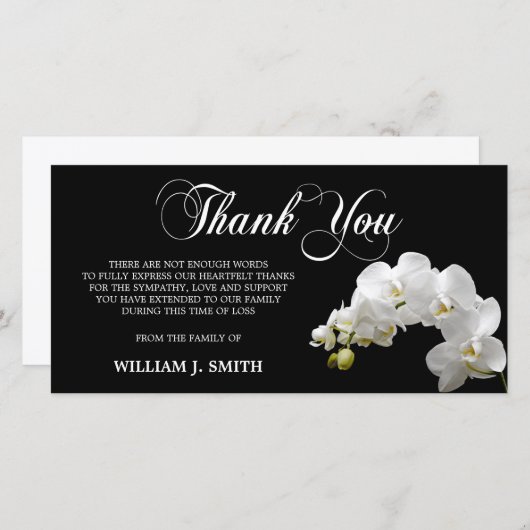 悔やみや弔慰メモリアルサンキューホワイトラン |写真 サンキューカード (正面/裏面)