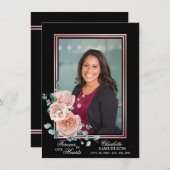 悔やみや弔慰メモリアルピンクフローラ写真ありがとう サンキューカード (正面/裏面)