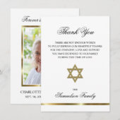 悔やみや弔慰メモリアルユダヤ人スター金ゴールドPHOTOありがとう サンキューカード (正面/裏面)