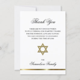 悔やみや弔慰メモリアルユダヤ人スター金ゴールドPHOTOありがとう サンキューカード