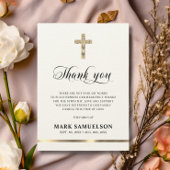 悔やみや弔慰メモリアル宗教十字架ベージュ色金ゴールド感謝してい サンキューカード