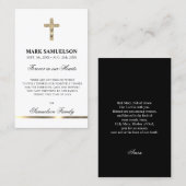 悔やみや弔慰メモリアル宗教十字架金ゴールド |祈りの言葉 名刺 (正面/裏面)