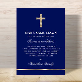 悔やみや弔慰メモリアル宗教十字海軍金ゴールド サンキューカード