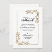 悔やみや弔慰メモリアル白金ゴールド写真ありがとう サンキューカード (正面/裏面)