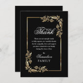 悔やみや弔慰メモリアル黒金ゴールド写真ありがとう サンキューカード (正面/裏面)