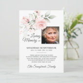 悔やみや弔慰メモリフローラピンクローズありがとう |写真 サンキューカード (スタンド正面)