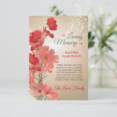 悔やみや弔慰メモリフローラレッドピンクサンゴありがとう サンキューカード (スタンド正面)