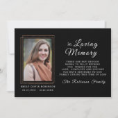 悔やみや弔慰メモリブラック金ゴールドサンキュー写真 サンキューカード (正面)