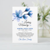 悔やみや弔慰メモリーフラワーブルーマグノリアありがとう サンキューカード (スタンド正面)