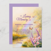 悔やみや弔慰メモリーレインボーフラワーズバタフライ サンキューカード (正面/裏面)