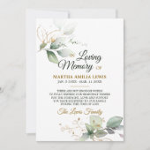 悔やみや弔慰メモリ緑葉金ゴールドありがとう サンキューカード (正面)