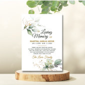 悔やみや弔慰メモリ緑葉金ゴールドありがとう サンキューカード