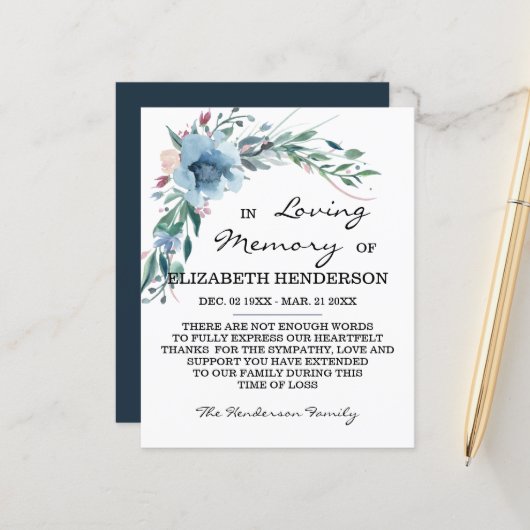 悔やみや弔慰メモリ/ありがとう。 (正面/裏面インサイチュ)