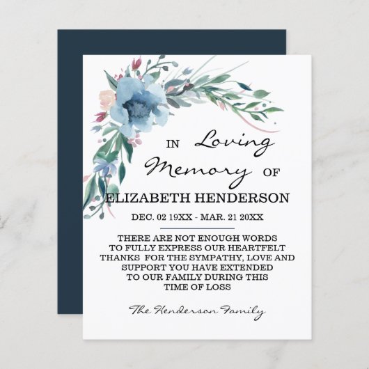 悔やみや弔慰メモリ/ありがとう。 (正面/裏面)