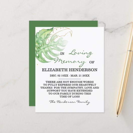 悔やみや弔慰メモリ/ありがとう。 (正面/裏面インサイチュ)