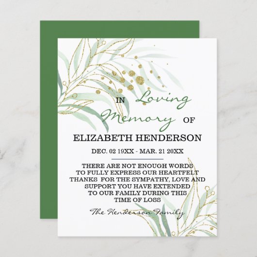 悔やみや弔慰メモリ/ありがとう。 (正面/裏面)