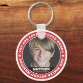 悔やみや弔慰モダンシンプルカスタムフォトキープサケ キーホルダー (正面)