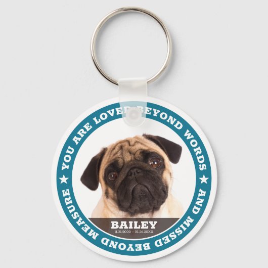 悔やみや弔慰モダンシンプルカスタムペットフォトキープサケ キーホルダー (正面)