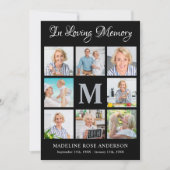 悔やみや弔慰モダンメモリアル8フォトコラージュ葬儀 サンキューカード (正面)