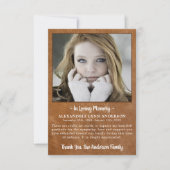 悔やみや弔慰モダンレザーのメモリーフォト葬儀 サンキューカード (正面)