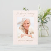 悔やみや弔慰モダン台本写真赤面ピンク葬儀 サンキューカード (スタンド正面)