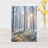 悔やみや弔慰モーニングサンシャイン霜の降りたフォレスト カード (黄色い花)