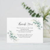 悔やみや弔慰ユーカリフローラ葬儀ありがとう 招待状 (スタンド正面)