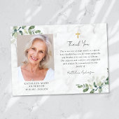 悔やみや弔慰ユーカリプトゥス十字写真葬儀 サンキューカード