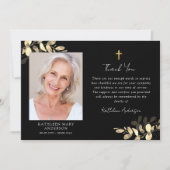 悔やみや弔慰ユーカリプトゥス十字写真葬儀 サンキューカード (正面)