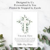 悔やみや弔慰ユーカリプトゥス十字葬儀 サンキューカード