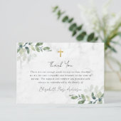 悔やみや弔慰ユーカリプトゥス十字葬儀 サンキューカード (スタンド正面)