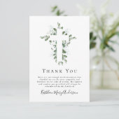 悔やみや弔慰ユーカリプトゥス十字葬儀 サンキューカード (スタンド正面)