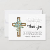 悔やみや弔慰ユーカリプトゥス十字葬儀 サンキューカード (正面)