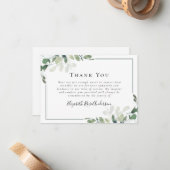 悔やみや弔慰ユーカリプトゥス葬儀サンキュー ノートカード (正面/裏面インサイチュ)